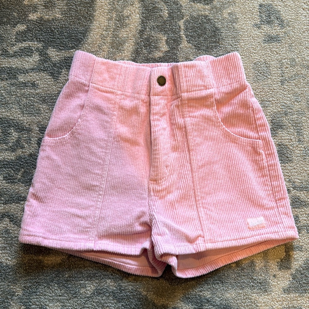 High Waist Pink Corduroy Shorts